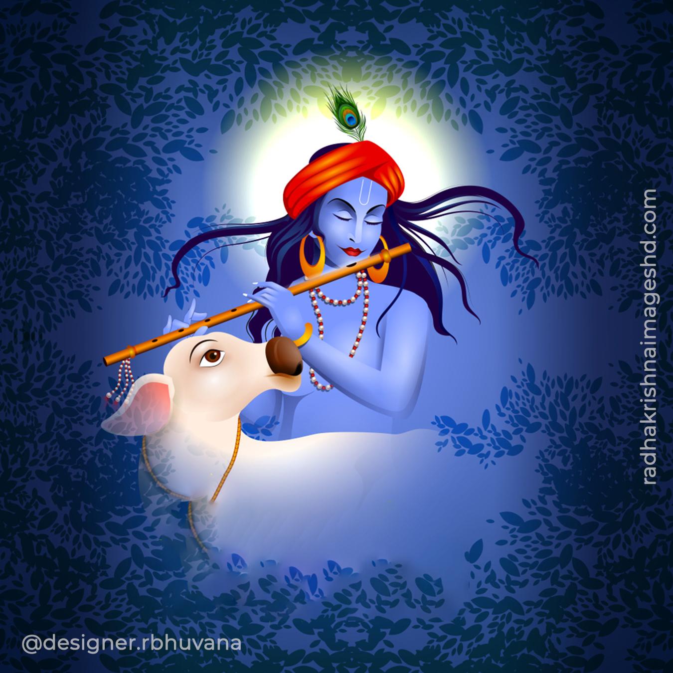 lord krishna with flute hd